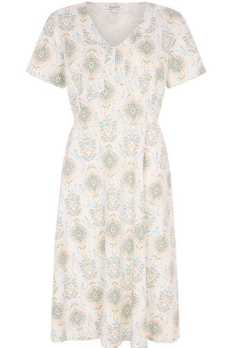 Tile Ditsy Print Linen Tea Dress
