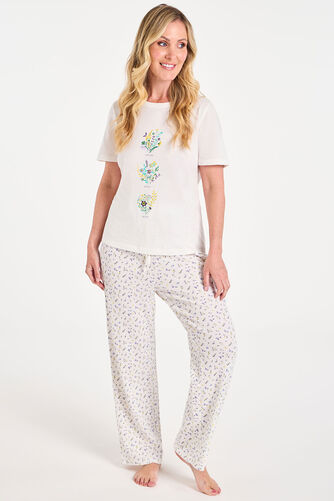 100% Cotton Short Sleeve Floral Print Waffle Pyjama Set