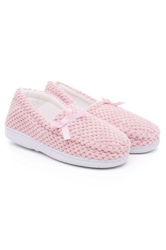 Fleece Moccasin Slippers with Bow Detail