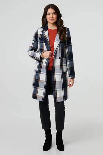 Izabel London – Checked Double Breasted Trench Coat