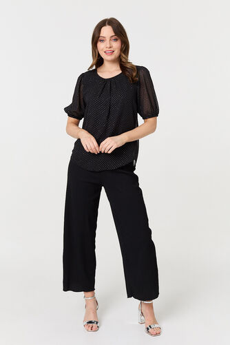Izabel London – Polka Dot Print Semi Sheer Blouse
