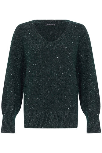 V-Neck Sequin Jumper