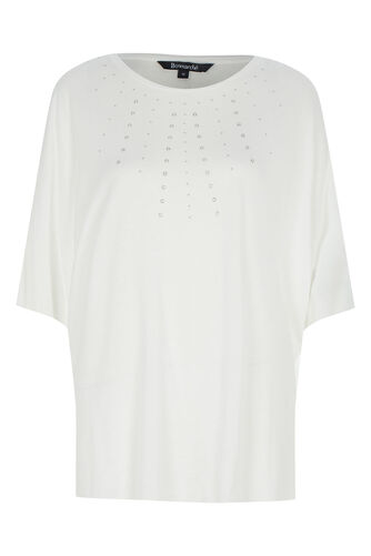 Longline Batwing Top with Eyelet Stud Neckline