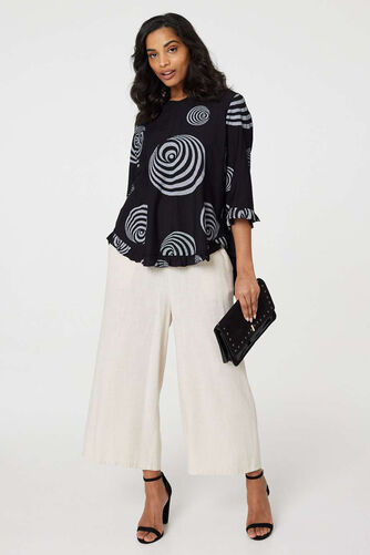Izabel London - Abstract Print Frill Hem Tunic Top