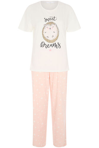 100% Cotton Hedgehog Print Short Sleeve Pyjama Set