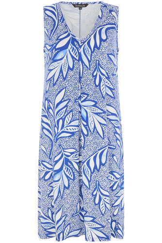 Dotty Leaf Inverted Pleat Jersey Sundress
