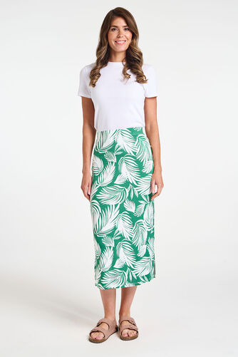 Leaf Print Jersey Pull On Skirt