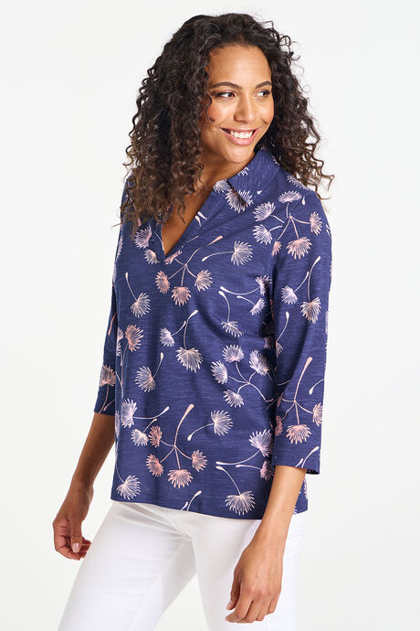 Dandelion Print Collared Top