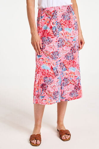 Tropical Palm Print Panelled Burnout Skirt