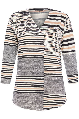 Mixed Stripe V-Neck Top
